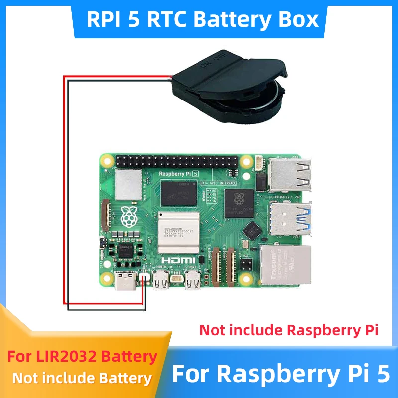 Raspberry Pi 5 RTC opakowanie na baterie nadaje się do baterii CR2032 dla Pi5 (bateria nie jest wtrącona)