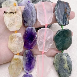 Freeform Natural Gems Sunstone Amazonites Amethysts Citrines Rose Crystal Quartz Slice Pendant Beads For DIY Jewelry Making