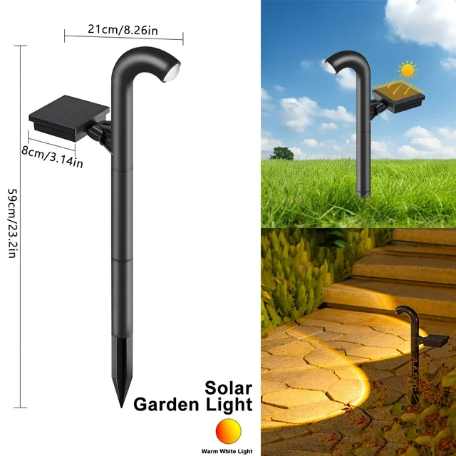 

D2 Solar Lamp Outdoor Pathway Light Garden Solar Pathway Landscape Light Bend Shape Walkway Stake Light Lawn Driveway Decor Lamp