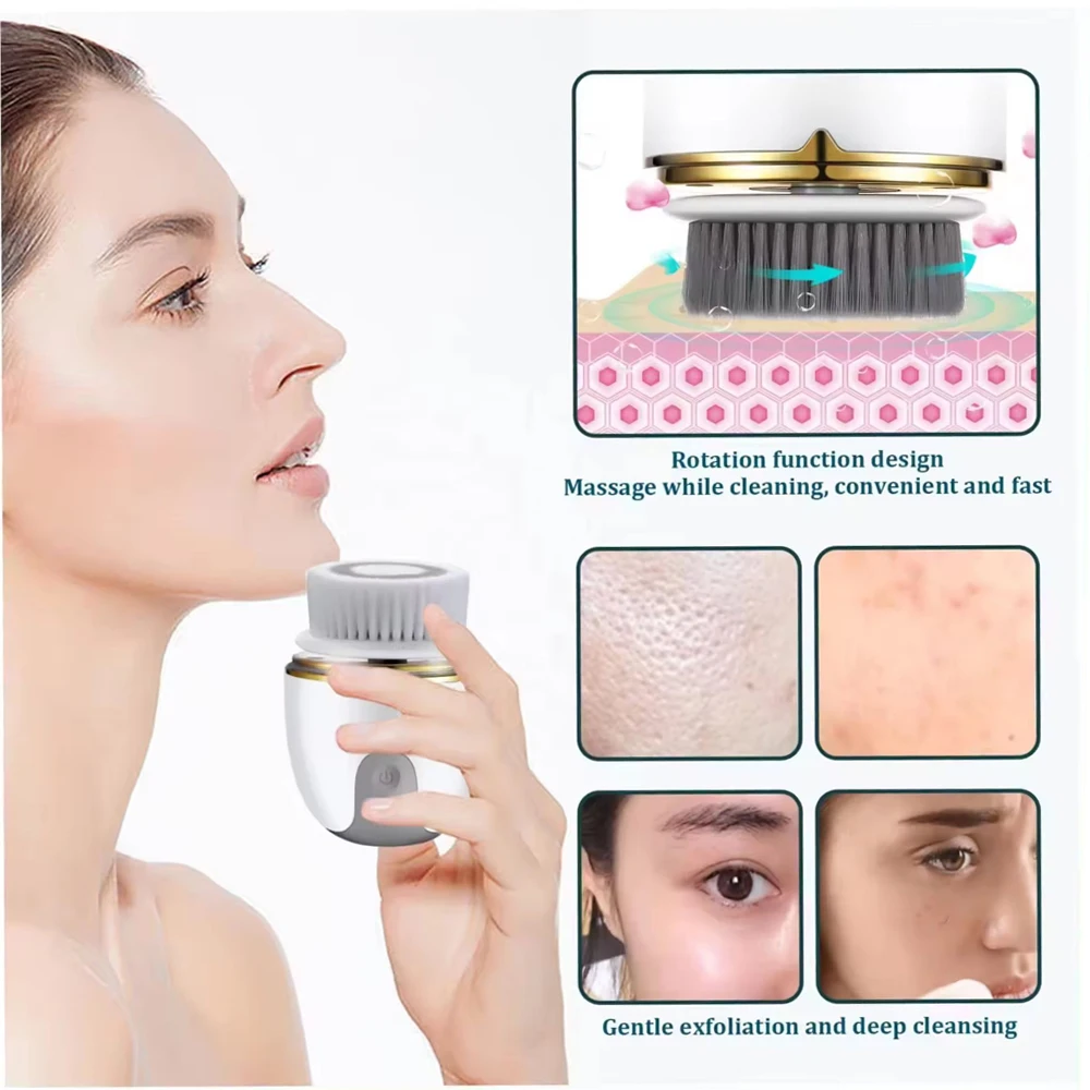 Brosse de nettoyage du visage, dispositif de nettoyage exfoliant électrique, dissolvant de points noirs, masseur de nettoyage en profondeur, brosse de nettoyage du visage