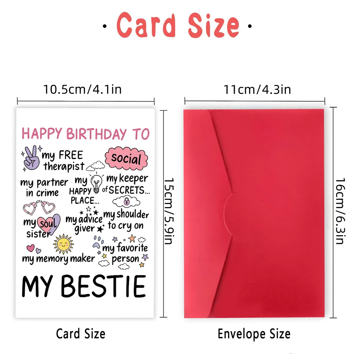 1pcBirthday Card for Best Friend Perfect for Celebrating Your Partner in Crime Your Soul Sister or Favorite Person Ideal Gift