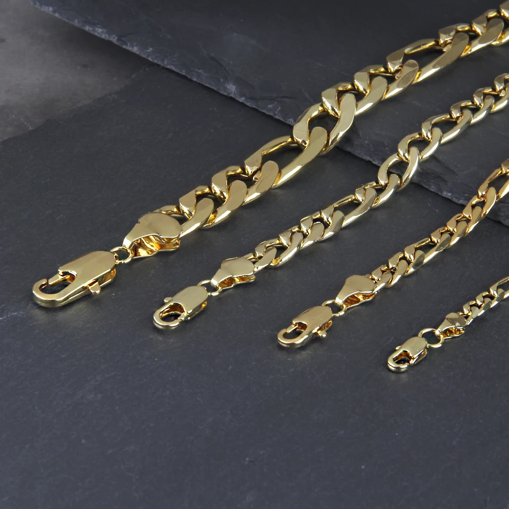 Figaro Chain Necklace for Men Women Stainless Steel Gold Color Basic Punk Long Thick Link Chains Jewelry Gift Wholesale