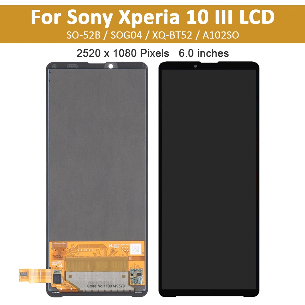 Imagem -02 - Display Lcd Original para Sony Xperia 10 Iii Conjunto Digitador de Tela Sensível ao Toque X10 Iii So52b Sog04 Xq-bt52 A102so 6.0