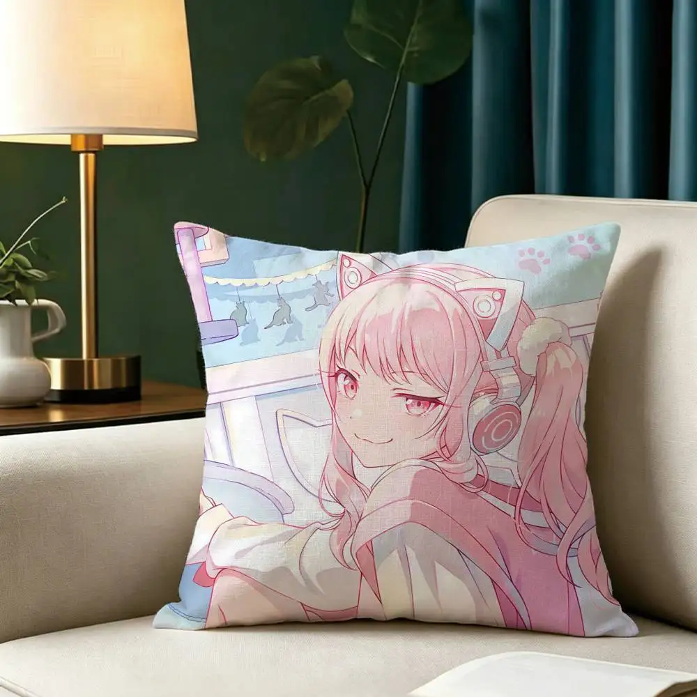 Anime Akiyama M-Mizuki  Square Double-Sided printed Pillow Case Bedroom Bedside Pillow Sofa Cushion Cover