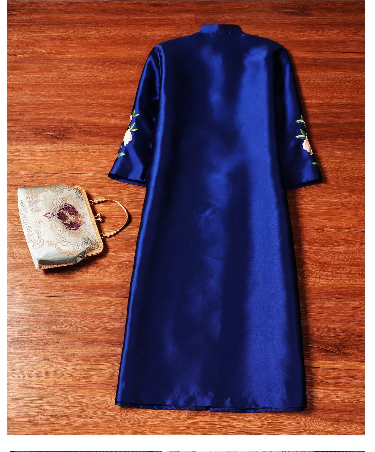 Chinese Hanfu embroidery windbreaker blue women's clothing