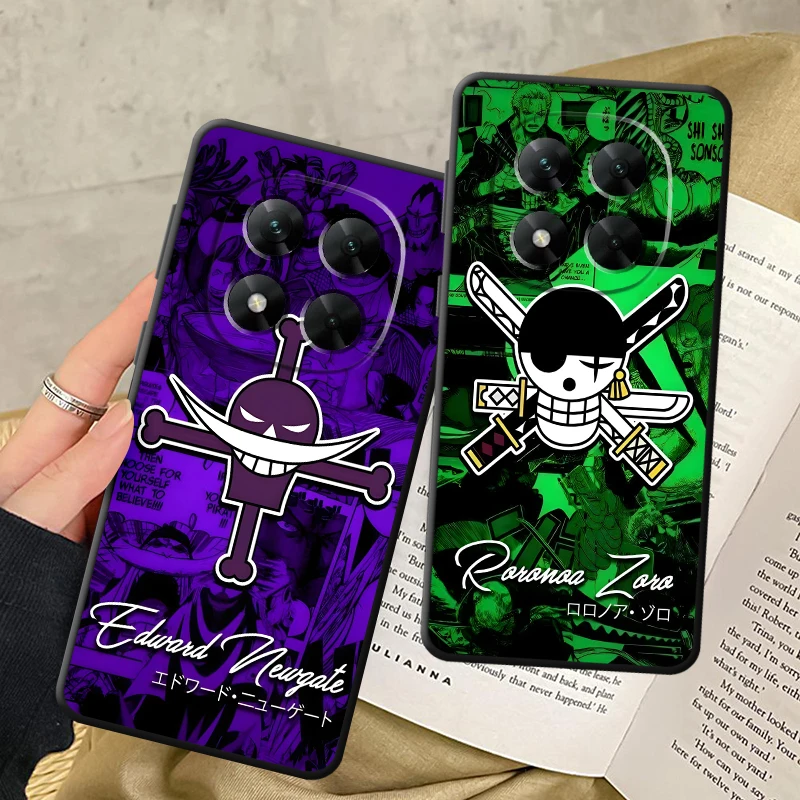 Custodia morbida nera per telefono per Xiaomi Redmi Note 9 10 11 12 Pro 10S 7 8 12s 13 14 Pro Plus 9S 11s One Piece Cartoon Logo