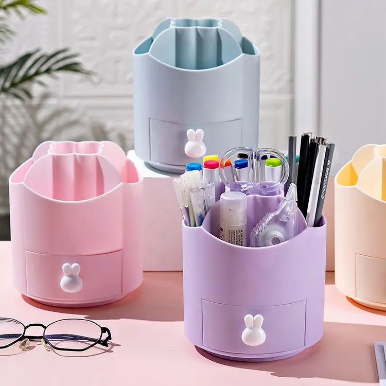 

Вращающийся держатель для ручек, настольные органайзеры, большая вместительная коробка для хранения ручек, органайзер для косметических кистей, аксессуары для учебы в общежитии