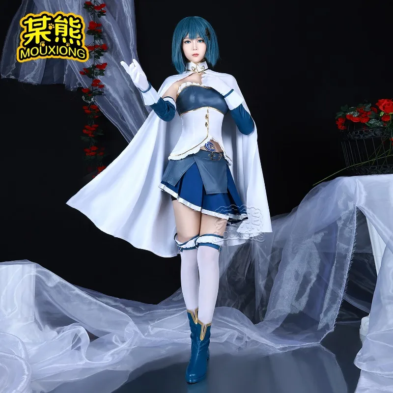 

Anime Puella Magi Madoka Magica Miki Sayaka Cosplay Costume Battle Suits Full Set Girls Halloween Christmas Fancy Party Dress