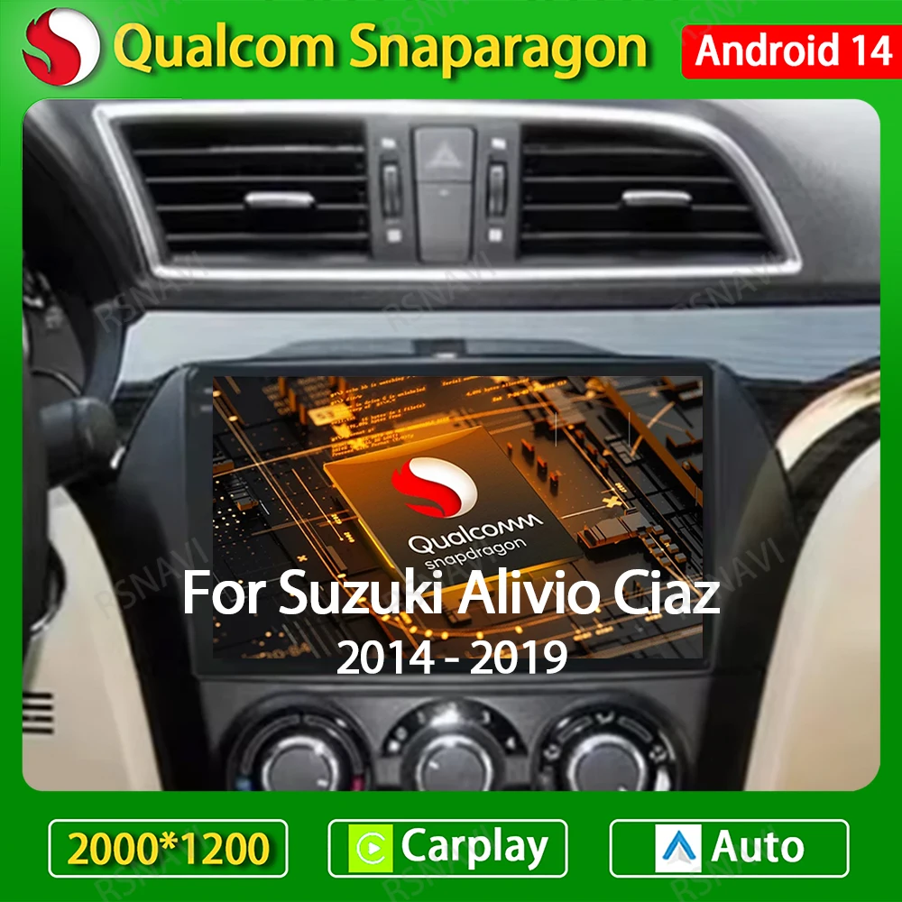 

Автомагнитола на Android 14 для Suzuki Alivio Ciaz 2014-2019, мультимедийный видеоплеер с GPS-навигацией, автомобильная камера Carplay 360, 4G, Wi-Fi