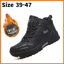 Men Snow Boots Waterproof Non-slip Sneakers Warm Boots Outdoor Hiking Boots Rubber Wear-resistant Work Shoes Size 39-47