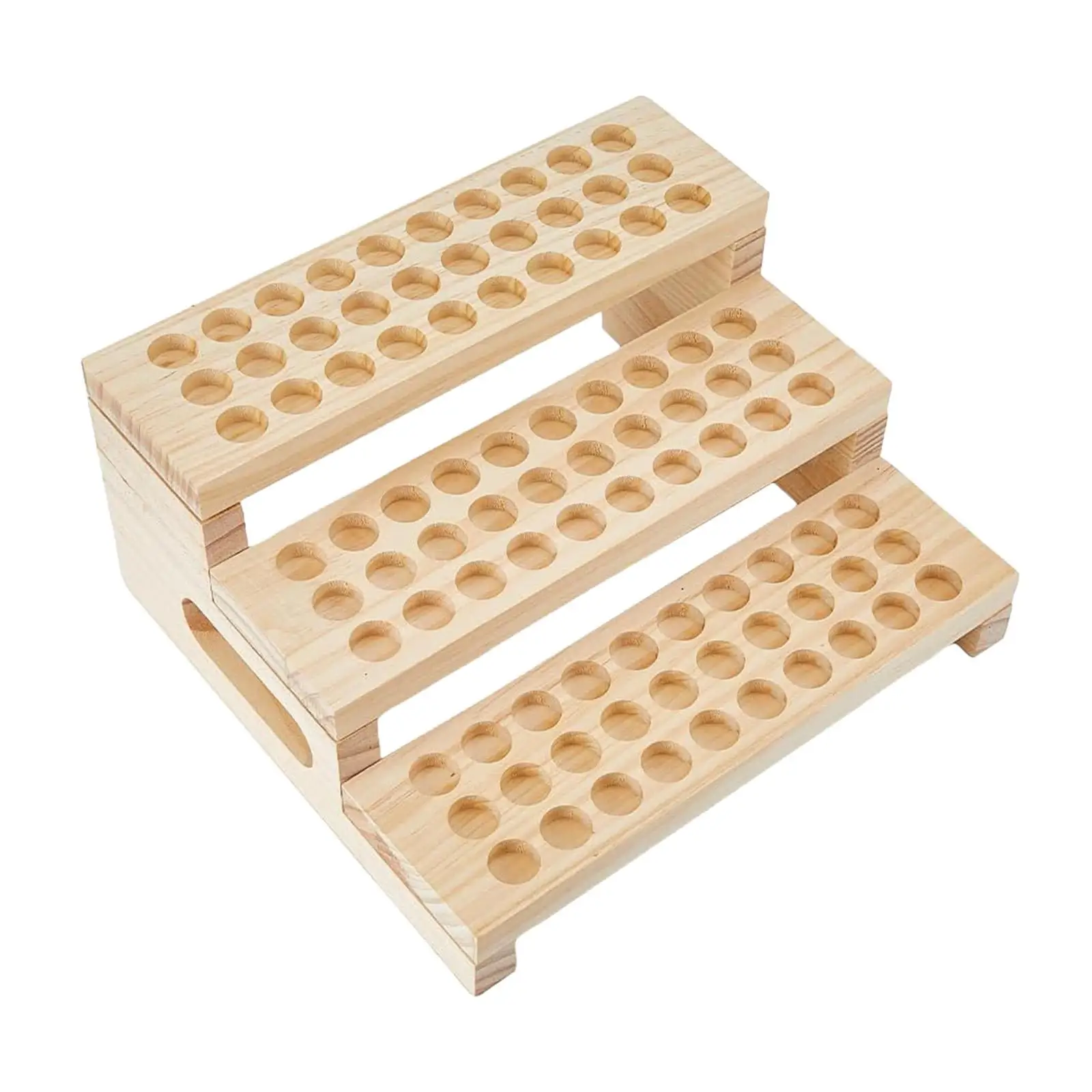 Wooden Lipstick Holder Tabletop Rustic Slot Diameter 0.8