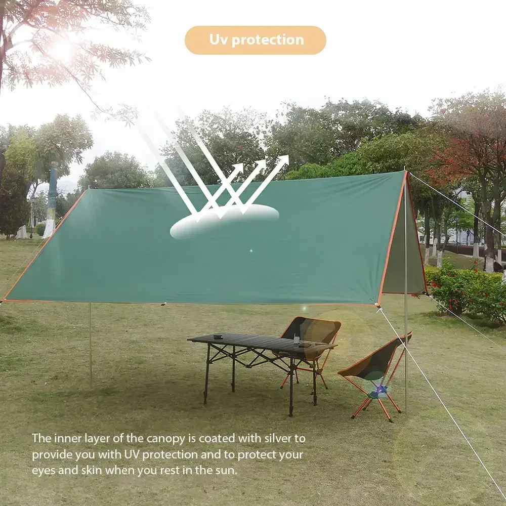 Waterproof Tarp Tent Shade Ultralight Garden Canopy Sunshade Outdoor Camping Awning Beach Sun Shelter with Nail Wind Rope