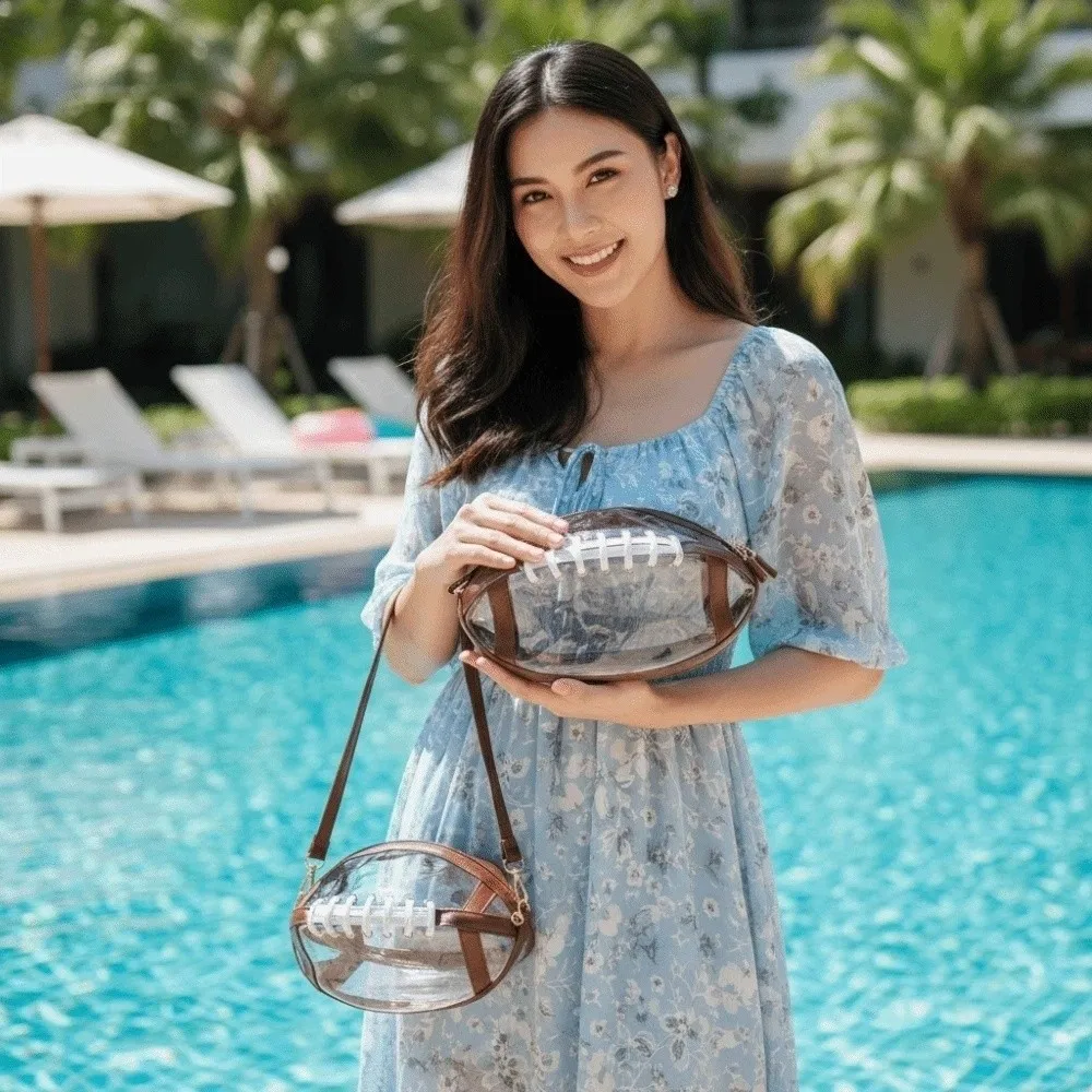 

Прозрачная сумка для регби большой вместимости со съемными ремнями, водонепроницаемая пляжная сумка для регби, портативная сумка для плавания