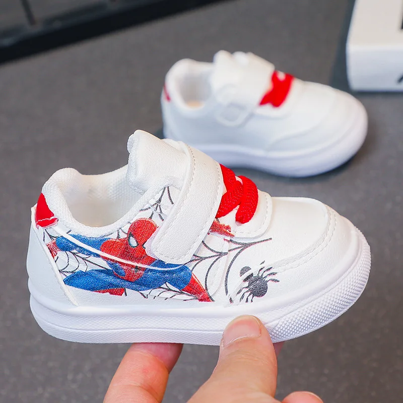 Disney-Desenhos animados infantis Spiderman Sneakers, sapatos esportivos respiráveis, casual, meninos, meninas, crianças, moda