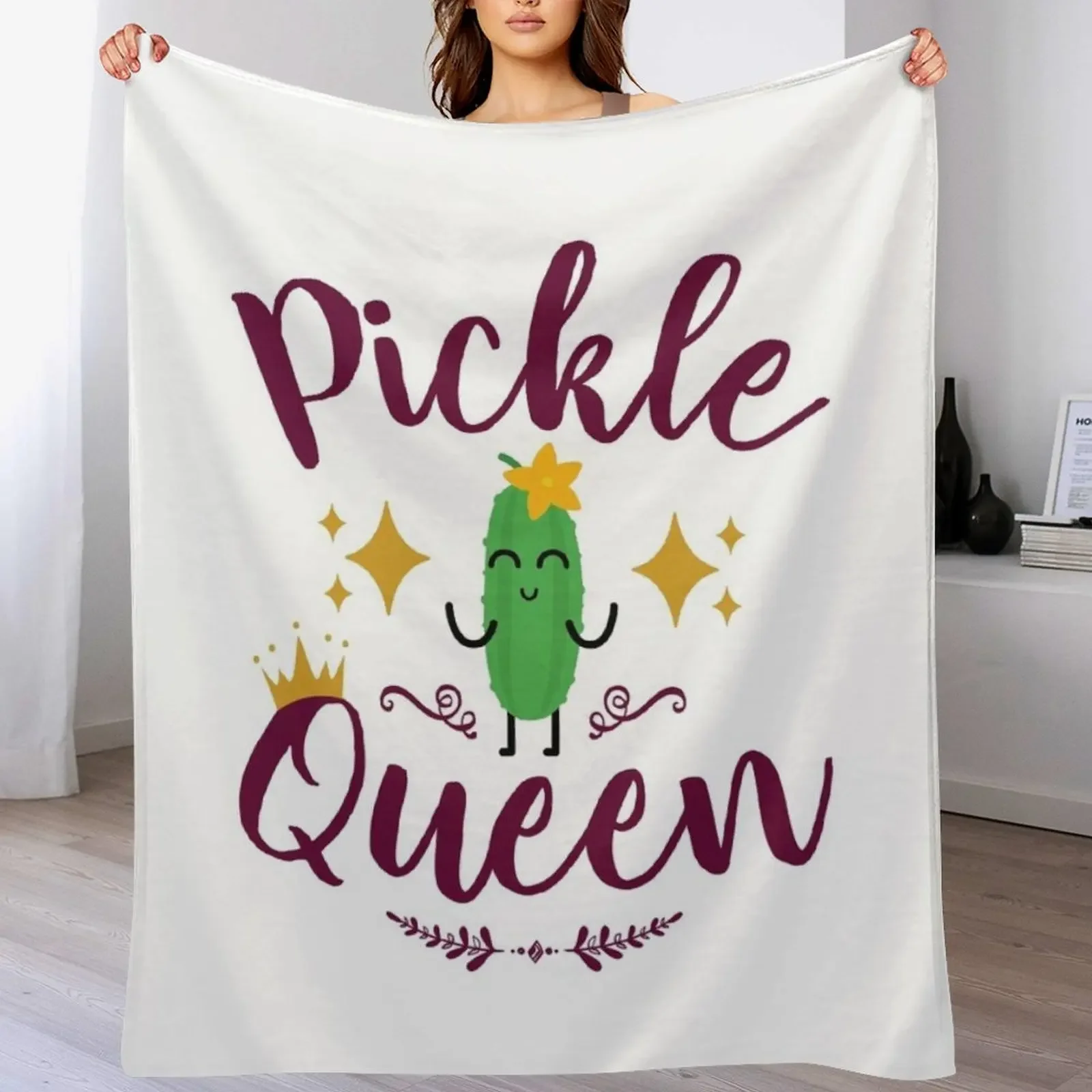 

Pickle Queen Women Girls Pickles Lover Throw Blanket Fuzzy Plush Throw Blanket for Sofa Chair