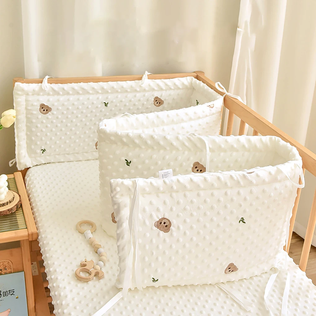 1Pcs Cotton Baby Bumper Crib Protector Korean Style Quilted Crib Fence Soft Anticollision Detachable Washable Bed Surround Fence