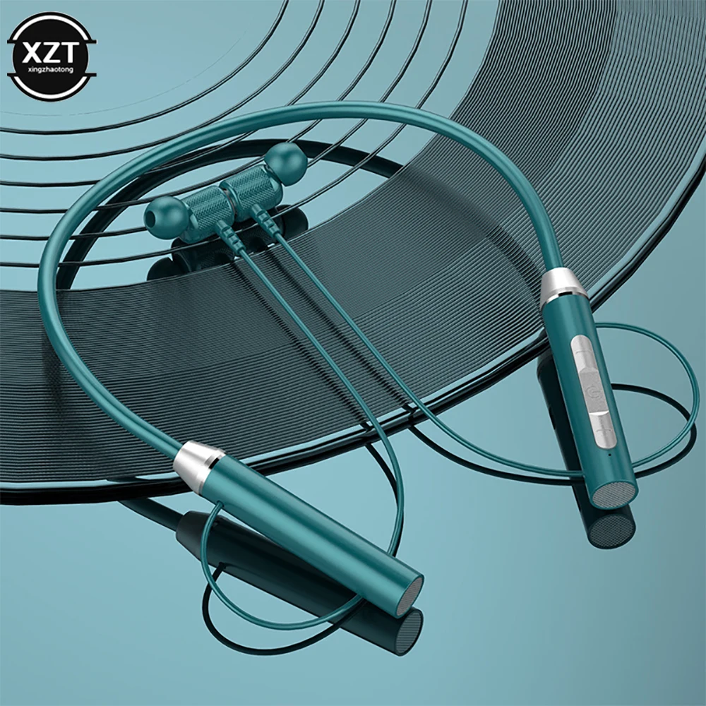 Wireless Bluetooth Headphones Neck In-Ear Sports Headphones Magnetic Bass with Mic Noise Cancelling Music Headphones