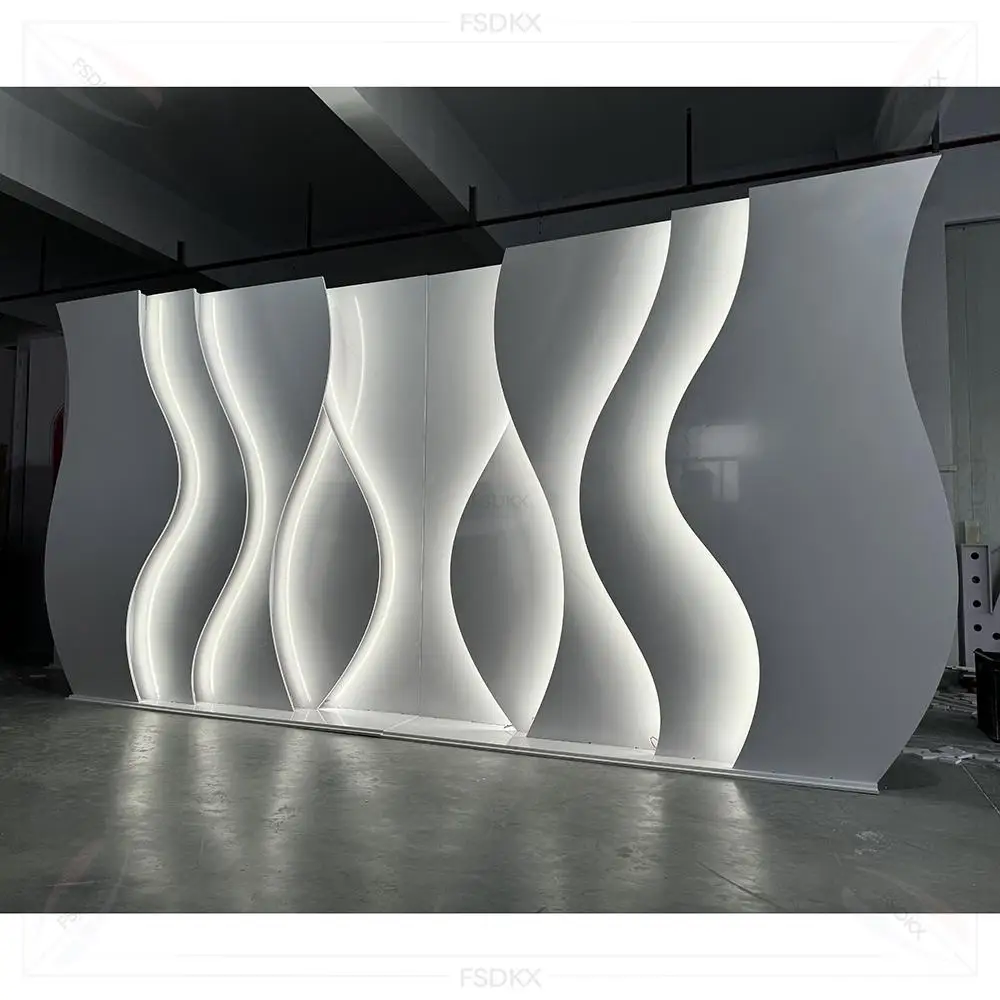 لوحة حائط خلفية زخرفية من مادة PVC خفيفة الوزن لمرحلة الزفاف لوحة تزيين الأحداث LED لقوس الزفاف #5
