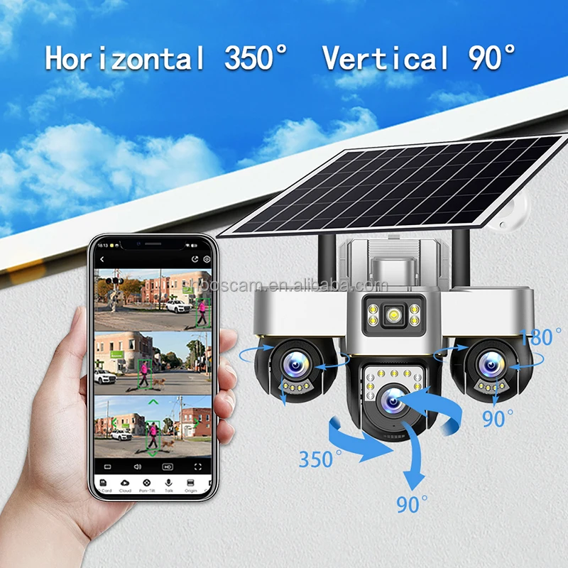 12MP ShooCam كاميرا في الهواء الطلق PTZ اتجاهين الصوت AOV كامل اللون كاميرا تعمل بالطاقة الشمسية في الهواء الطلق للرؤية الليلية 3 عدسة 3ptz كاميرا تلفزيونات الدوائر المغلقة #3