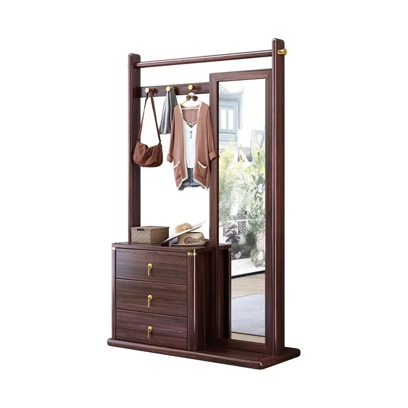 

New Chinese solid wood floor coat rack, movable storage rack