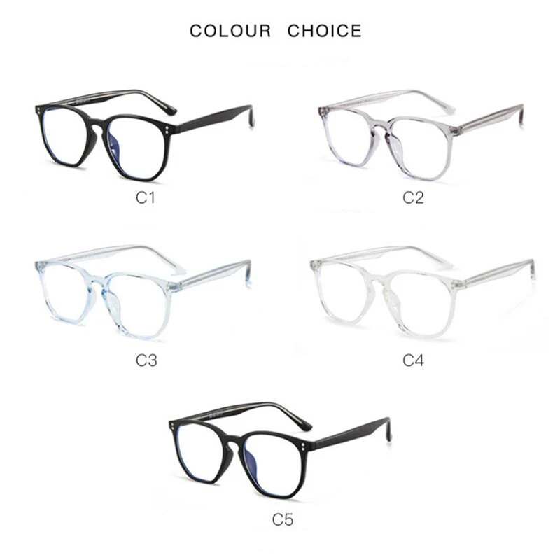 Blue Light Proof Polygon Myopia Glasses With Degree TR90 Transparent Gray Frame Prescription Spectacles 0 -0.5 -0.75 To -6.0