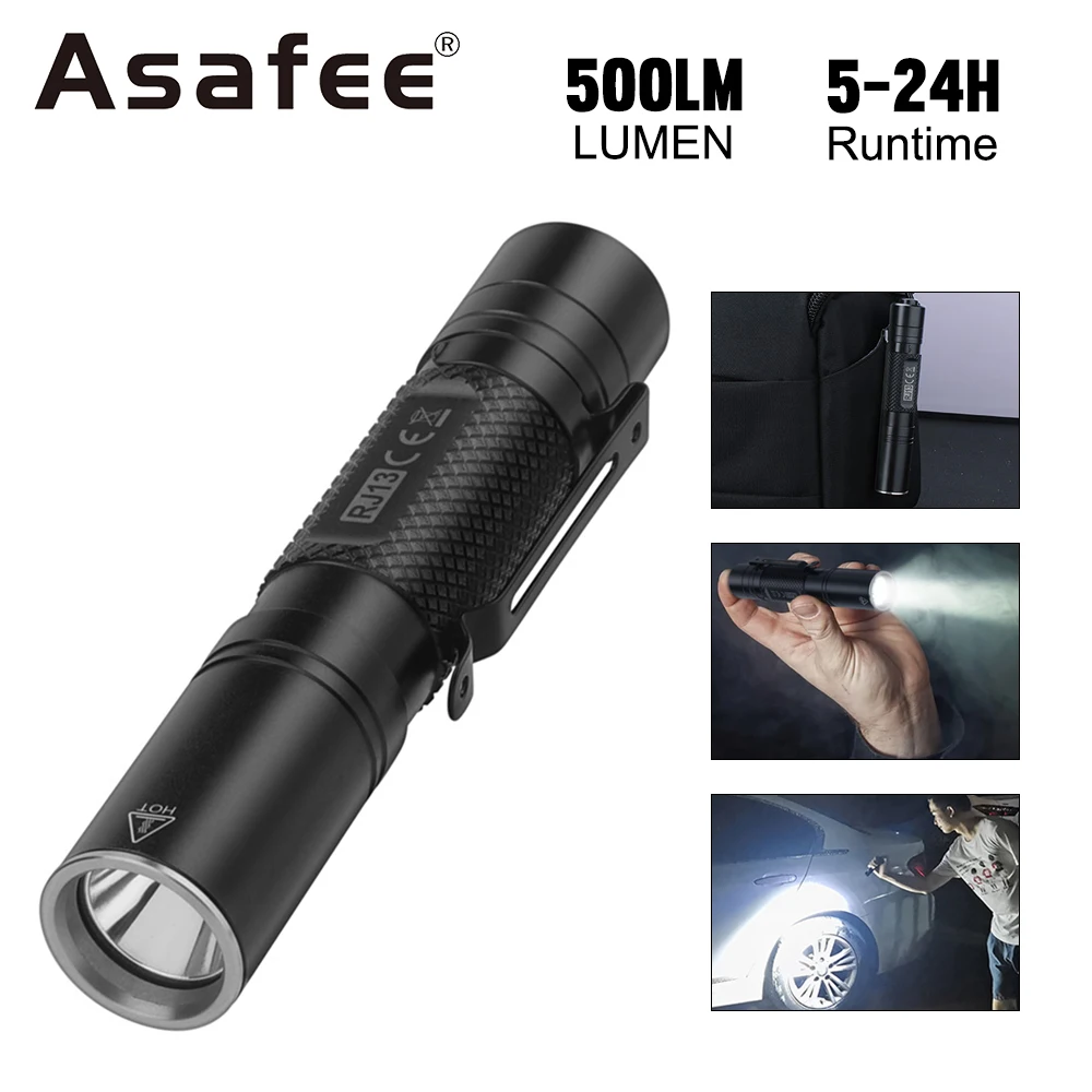 

Asafee RJ13 LED Mini Outdoor Tactical Flashlight Ultra Long Battery Life Use AAA Battery Torch Lightweight Portable Outdoor Lamp
