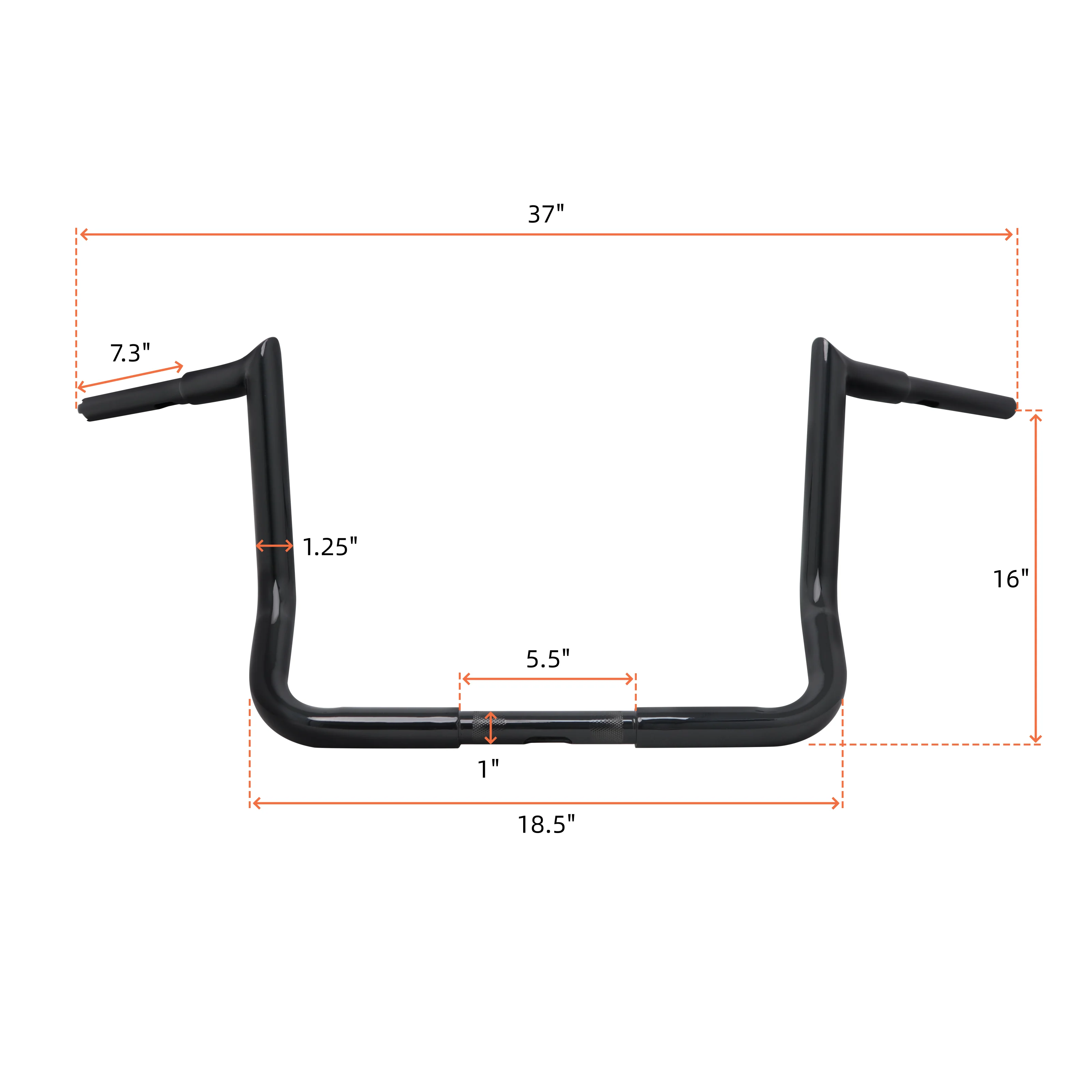 Street Glide Ape Hanger Stuur 10/12/14/16 "Rise 1,25 inch Diameter voor Harley Touring 1986-2024 Street Electra Glide Ultra