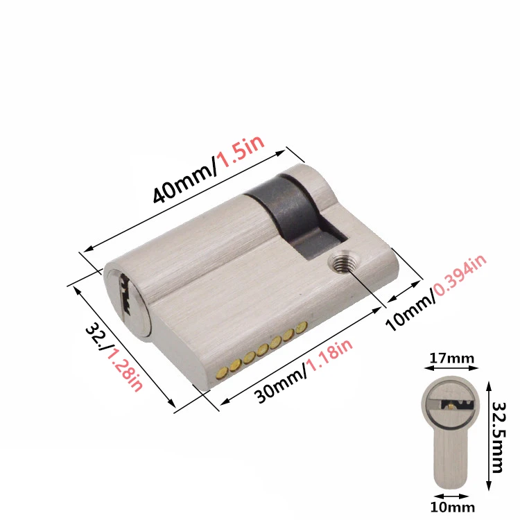 Half Cut Lock Core, Single-Sided Key to Open Brass Interior Door, Garage Storage Room Door Lock, Irreversible 30/10