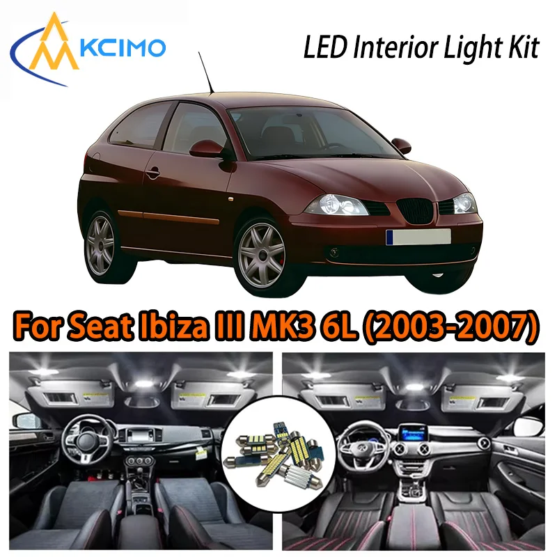 

KCIMO For Seat Ibiza III MK3 6L (2003-2007) Premium LED Interior Kit - 2 Colors , Quick Installation, Long-Lasting