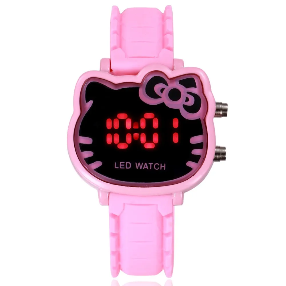 New Cute Kids Watch LED Cat Cartoon Watches Dial Wrist Watch Girls Silica Gel Clocks Practical Toy For Girls Gift