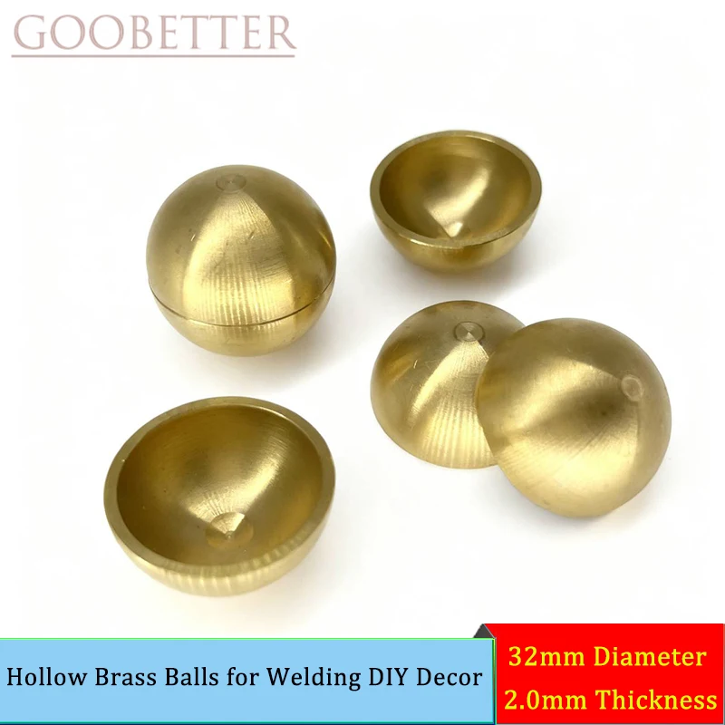 

Brass Hemispheres 32mm Diameter 2.0mm Thickness Hollow Brass Balls for Welding DIY Decor, Home Craft, Metal Craft Accessories