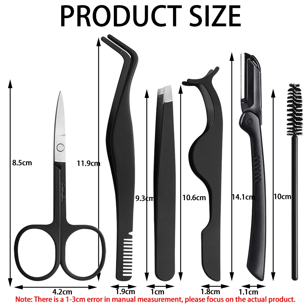 Juego de pinzas para extensión de pestañas, pinzas de punta curva de acero inoxidable, pinzas para cejas, tijera, accesorios de maquillaje de belleza, 1/6 Uds.