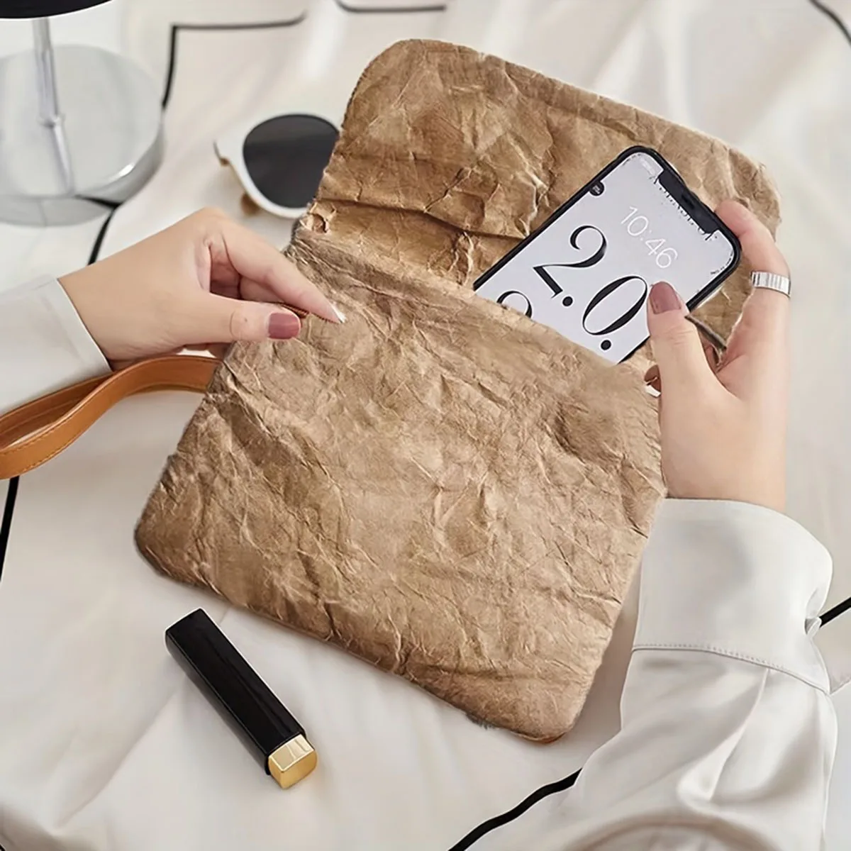 Weiche Papiermappe im Retro-Stil – eine tragbare Aufbewahrungstasche mit Magnetverschluss, geeignet zum Aufbewahren von Tickets, Quittungen usw.