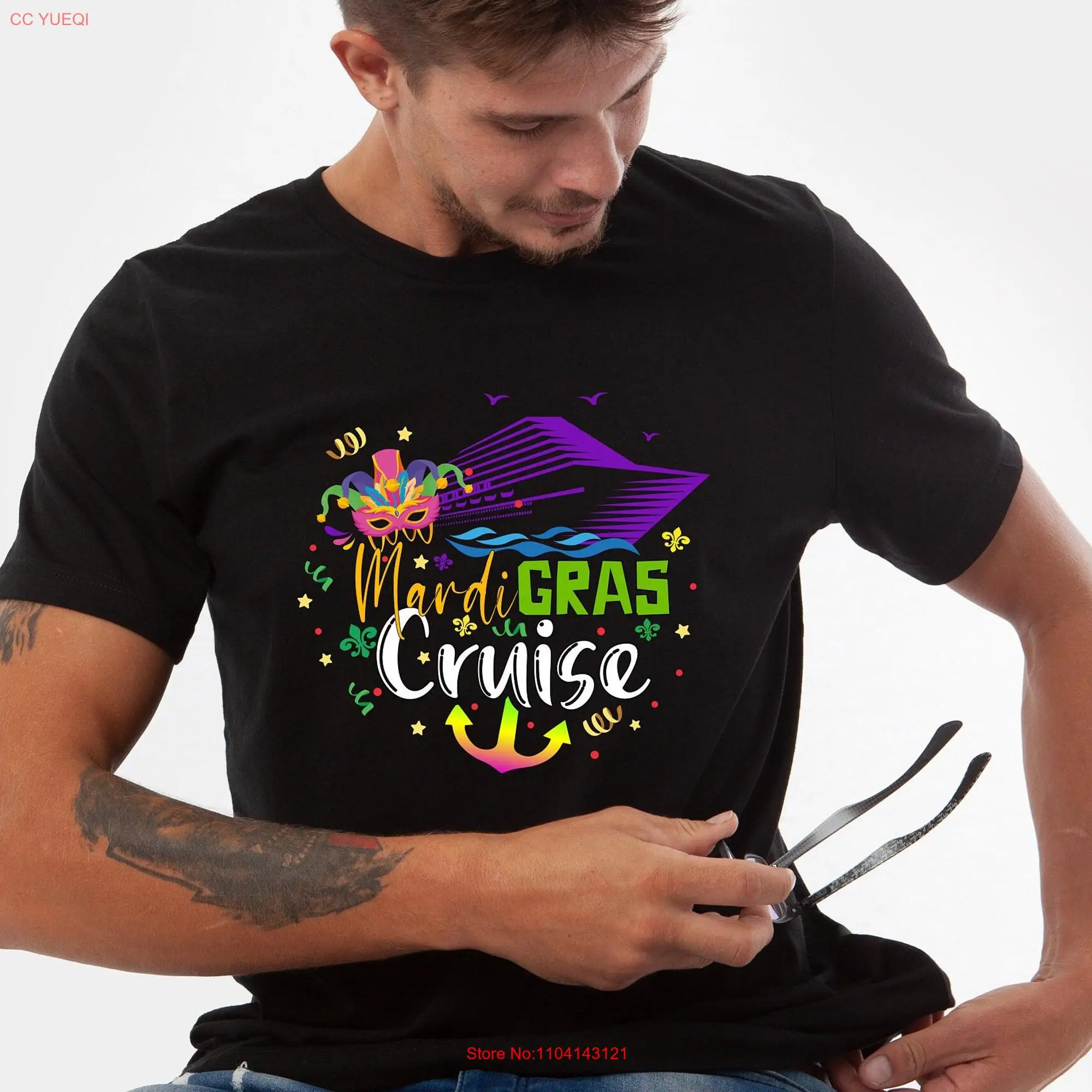 Mardi Gras Cruise 2023 T Shirt Family Vacation Outfit Matching Carnival Funny Holiday Trip long or short sleeves