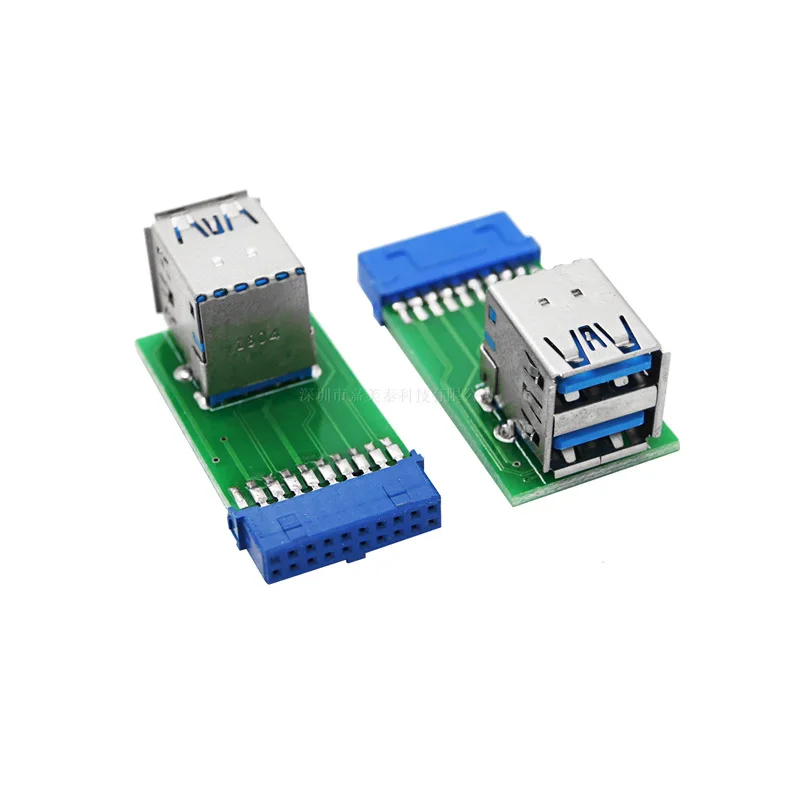Motherboard 20-Pin USB 3.0 Header to Dual USB 3.0 Female Adapter Vertical Type Card for Desktop PC Mainboard Front Panel