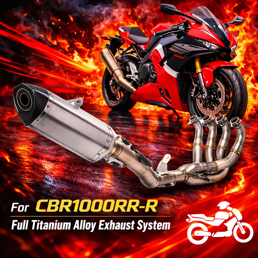 

Motorcycle Exhaust CBR1000RR-R 2020 2021 2022 2023 2024 Full Exhaust System Titanium Alloy Front Header Carbon Fiber Muffler Lou
