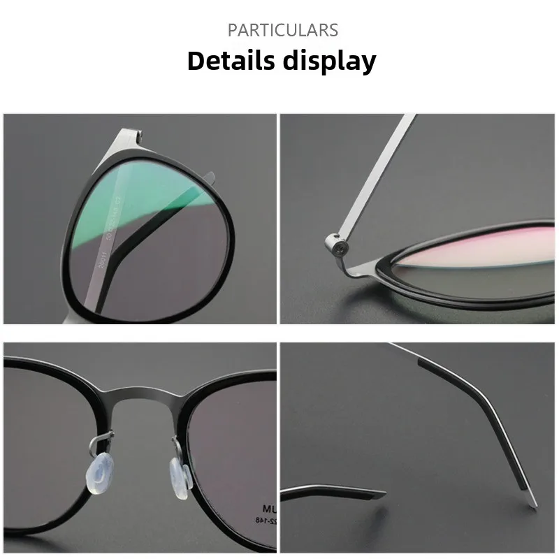 New Ultra Light Pure Titanium Large Round Eyeglasses Frame Men Luxury Brand Eyewear Women Fashion Designer Eyeglass Danish Style