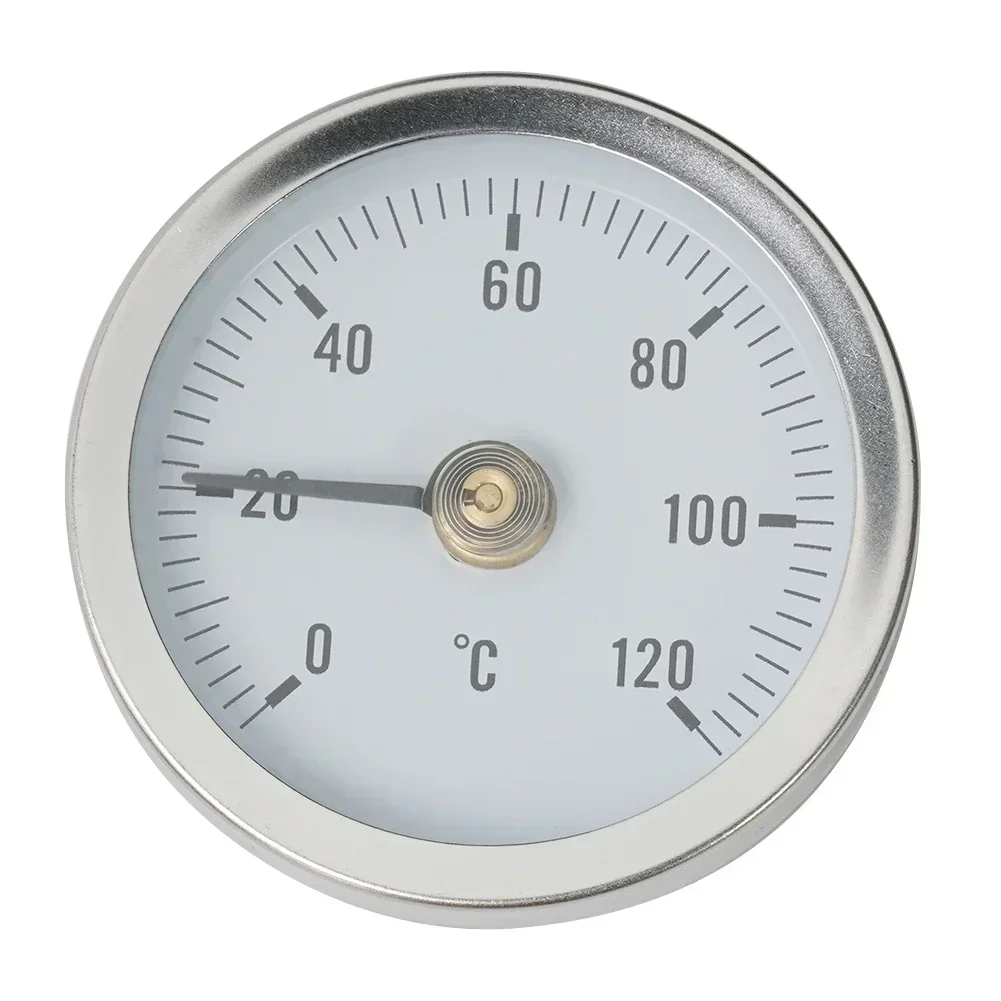 0-120℃ Stainless Steel Clamp-on Tube Thermometer On Tube Heating Spring 63mm Temperature System Accessories