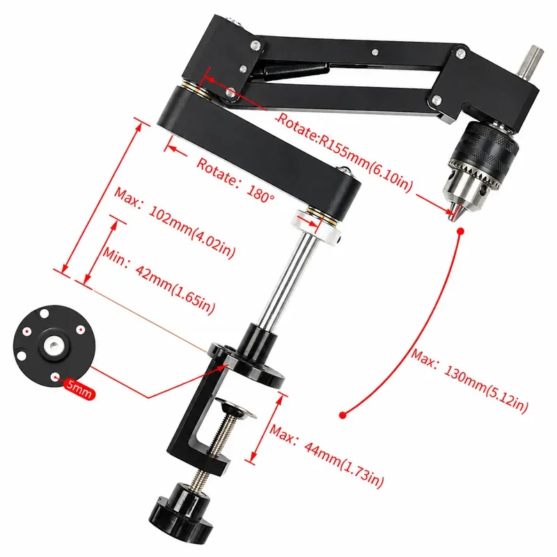 Adjustable Cantilever Tapping Arm Drill Press Stand Portable Threading Machine for Metal Wood Aluminum Profile DIY Workshop