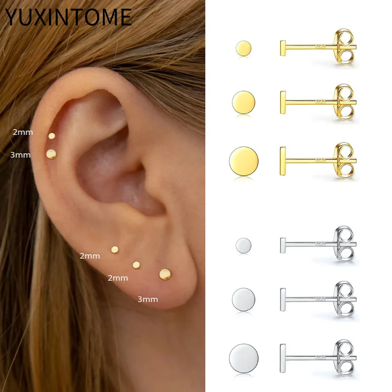 

2026 Sterling Silver Ear Needle Minimalist Stud Earrings For Women 2mm/3mm/4mm Round Piercing Small Earrings Fashion Jewelry Gift