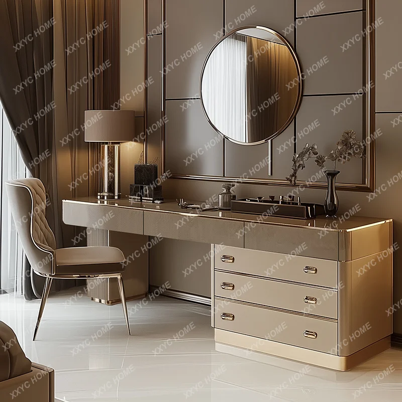 Full Set Wooden Vanity Table  Aesthetic Beauty Luxury Makeup Dresser Drawers Organizer Tavolo Trucco Home Furniture