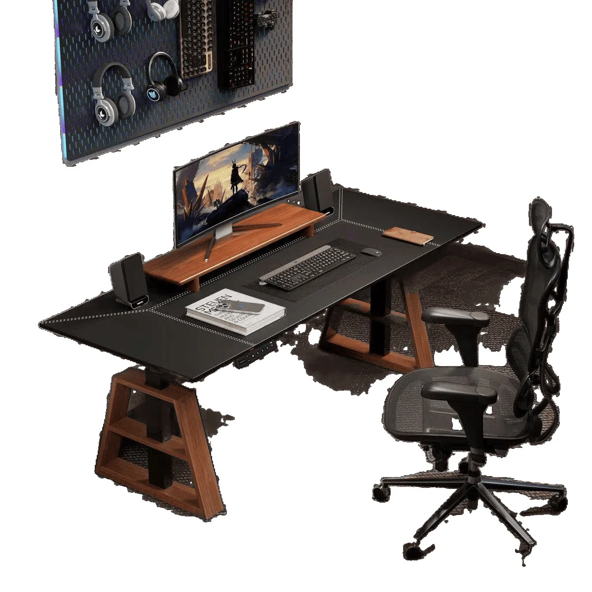 

High quality electric lifting table saddle leather desktop home computer learning