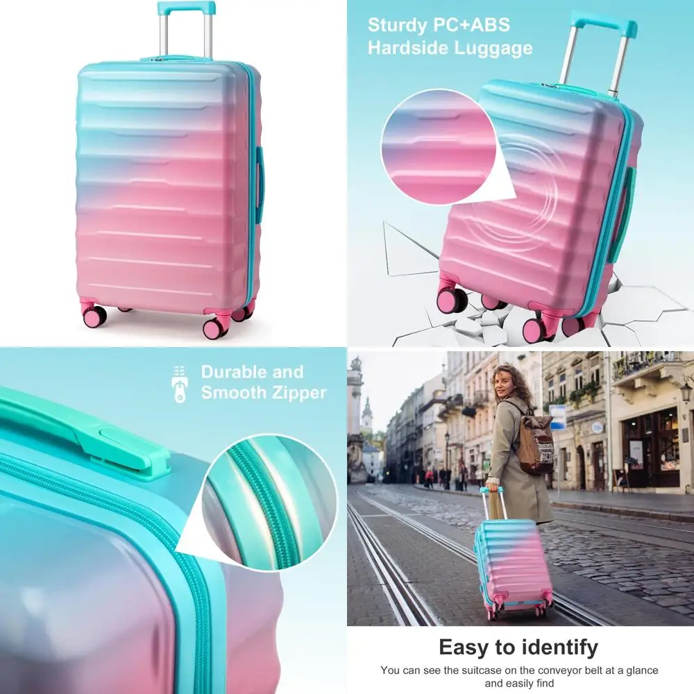 

28 inch multicolor hardshell spinner suitcase with tsa lock and lightweight abs material