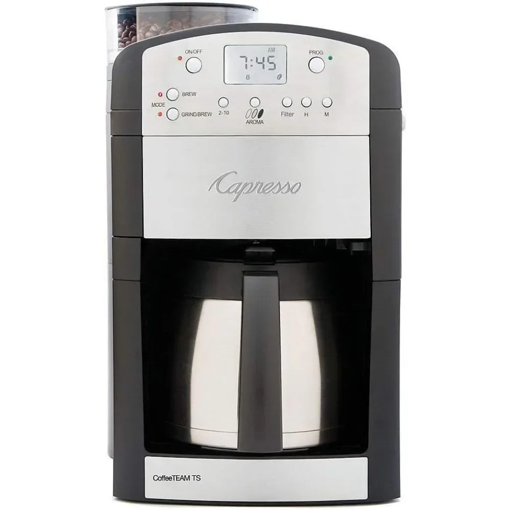 eam TS 10-Cup Digital Coffeemaker with Conical Burr Grinder and Thermal Carafe