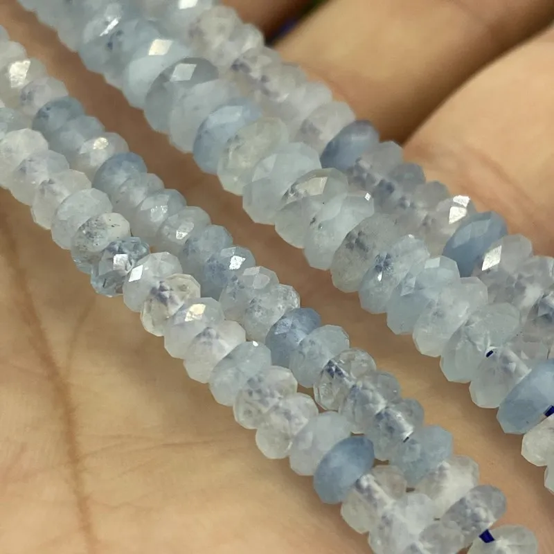 LOOSE BEADS Aquamarine blue  Roundelle faceted 5/7mm wholesale for DIY  jewelry necklace