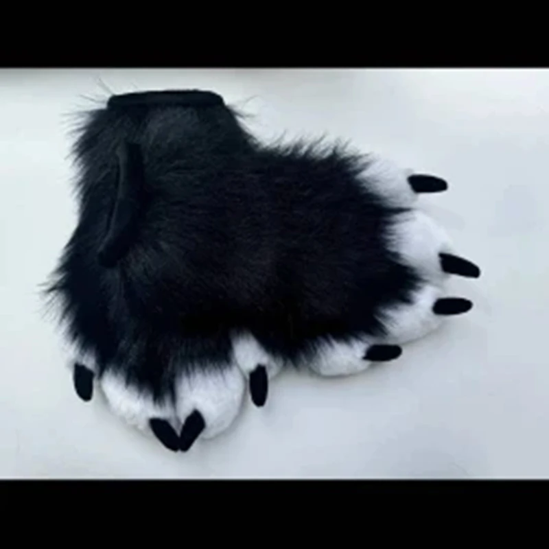 Nowy Czarno-Biały Strój Fursuit Zwierzęcia Cosplay Pazury Zwierzęce Nakładki na Dłonie i Stopy Akcesoria do Kostiumu Szyte na Miarę — zdjęcie 6