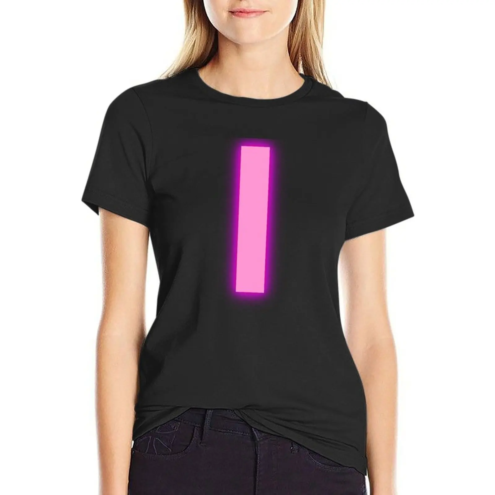 Letter I Pink Neon Lights T-Shirt anime clothes blanks workout shirts for Women