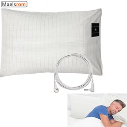 Funda de almohada con conexión a tierra de 15 pies para un mejor sueño, funda de almohada con conexión a tierra orgánica suave y conductora plateada