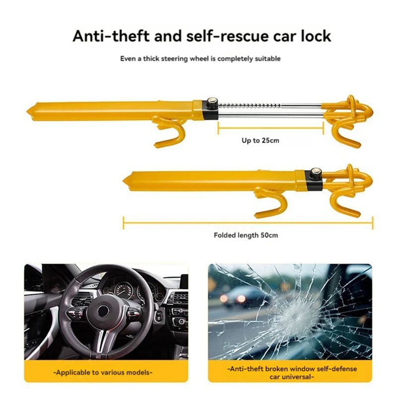 Steering Wheel Lock,Heavy Duty Anti-Theft Device And Car Security Lock With Adjustable Lock,Excellent Vehicle Deterrent