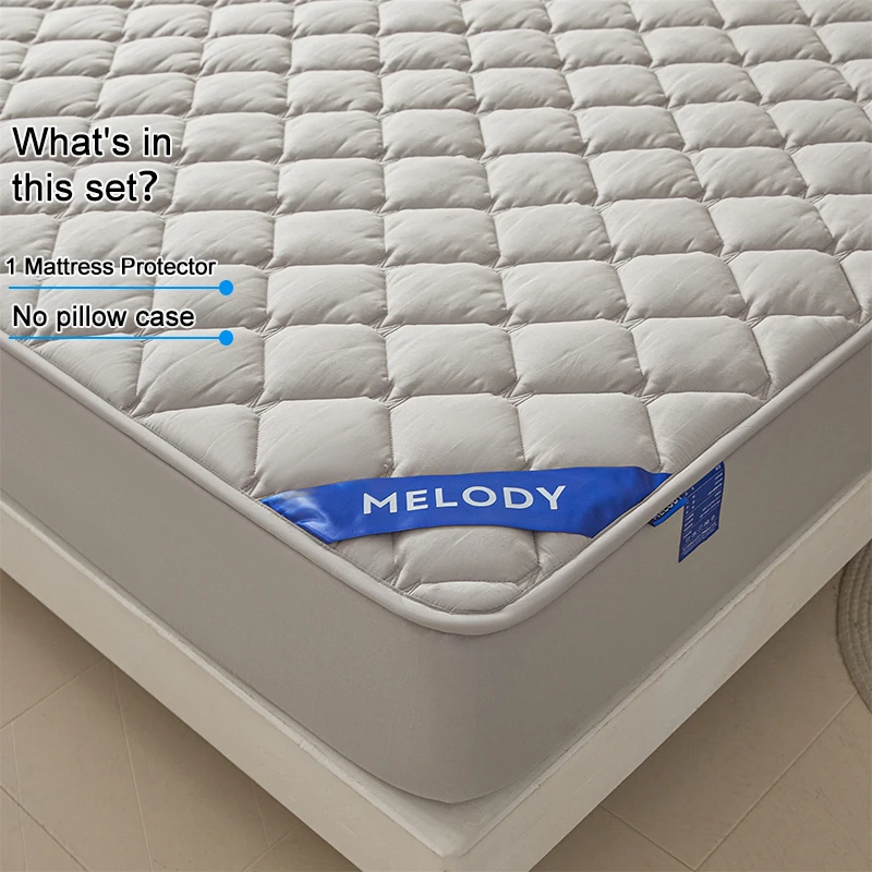Quilted Cotton Mattress Protector,Anti‑Mite Antibacterial Mattress Cover,Soft Quiet Padded Pad With Stretch‑Fit Skirt,Dust‑Proof